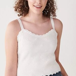 White Juniors' SO® Raised Floral Ribbed Sweater‎ Cami/Tank Top